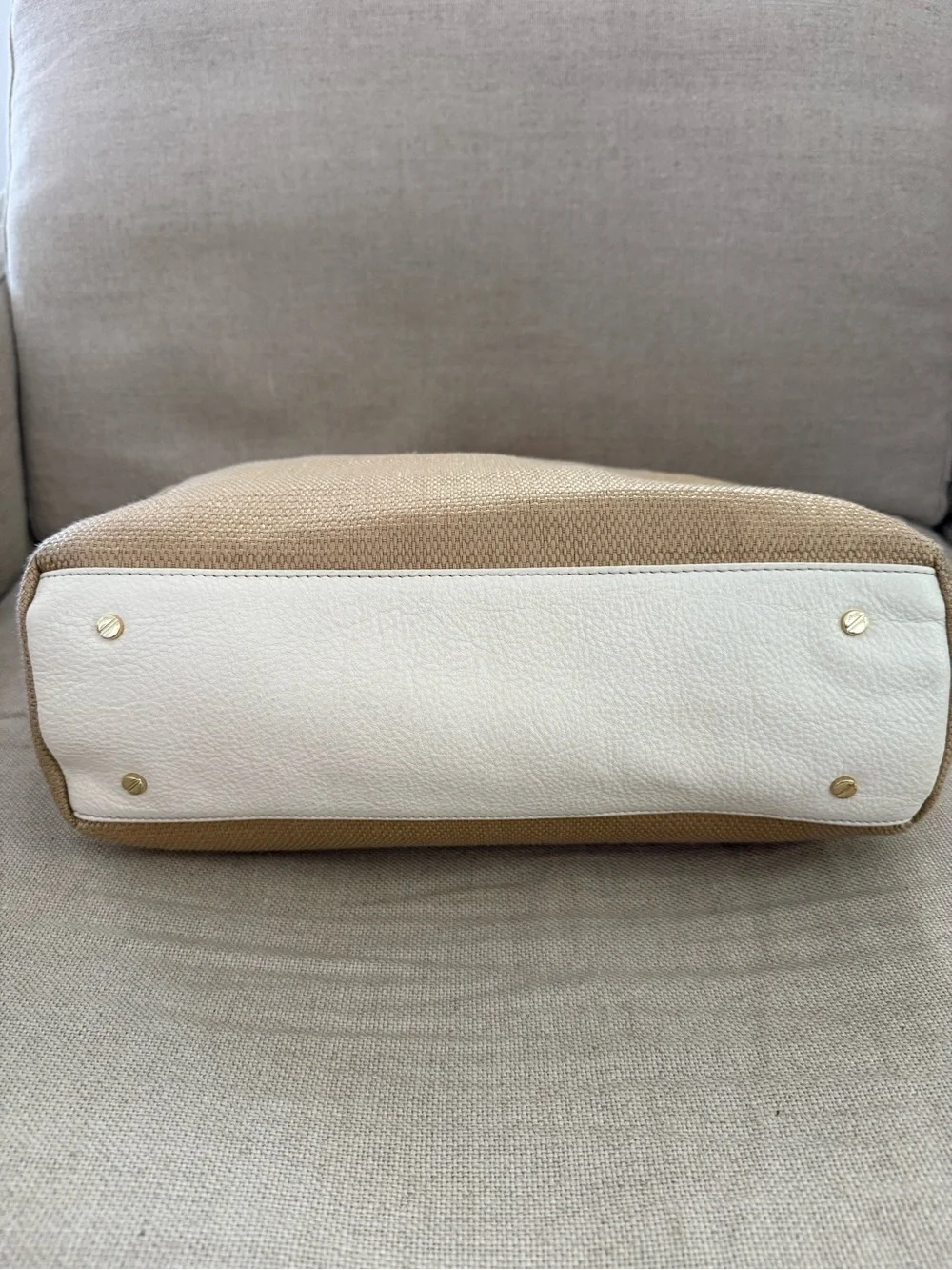 Tory Burch Cream and Tan Top-Handle Satchel